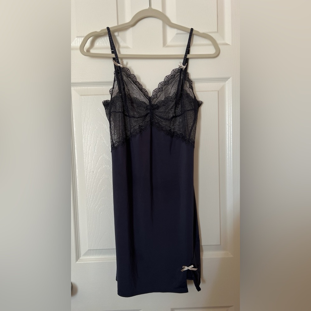 Elle Macpherson M lace stretch slip dark gray graphite